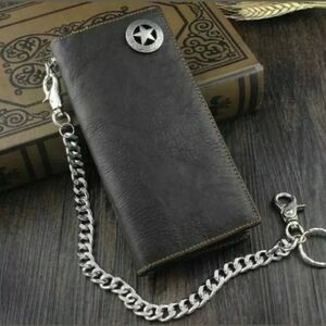 New Men Leather Biker wallet card holder with chain